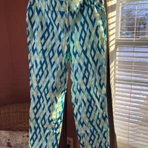 Ann Taylor Geometric Blue and White pants